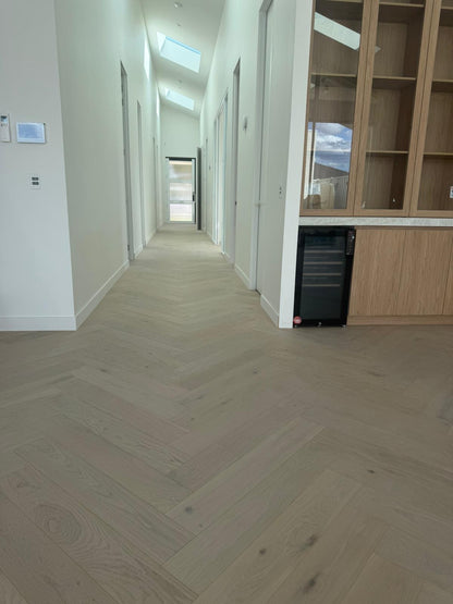 White Wash European Oak Herringbone - Engineered Timber